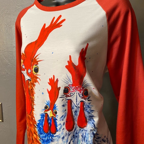 NO LABEL Funny Chicken Baseball Style T-Shirt - Picture 3 of 16